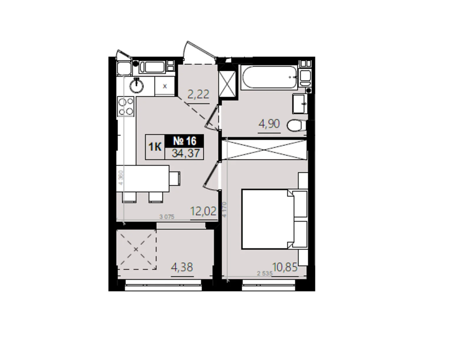 Продается 1-комнатная квартира 34.37 кв. м в Солонке, ул. Стрыйская, 1М - фото 1