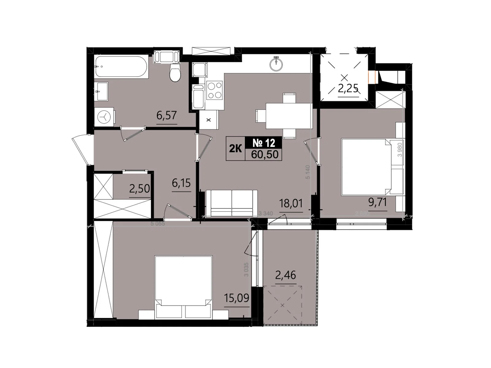 Продається 2-кімнатна квартира 60.5 кв. м у Солонці, вул. Стрийська, 1М - фото 1