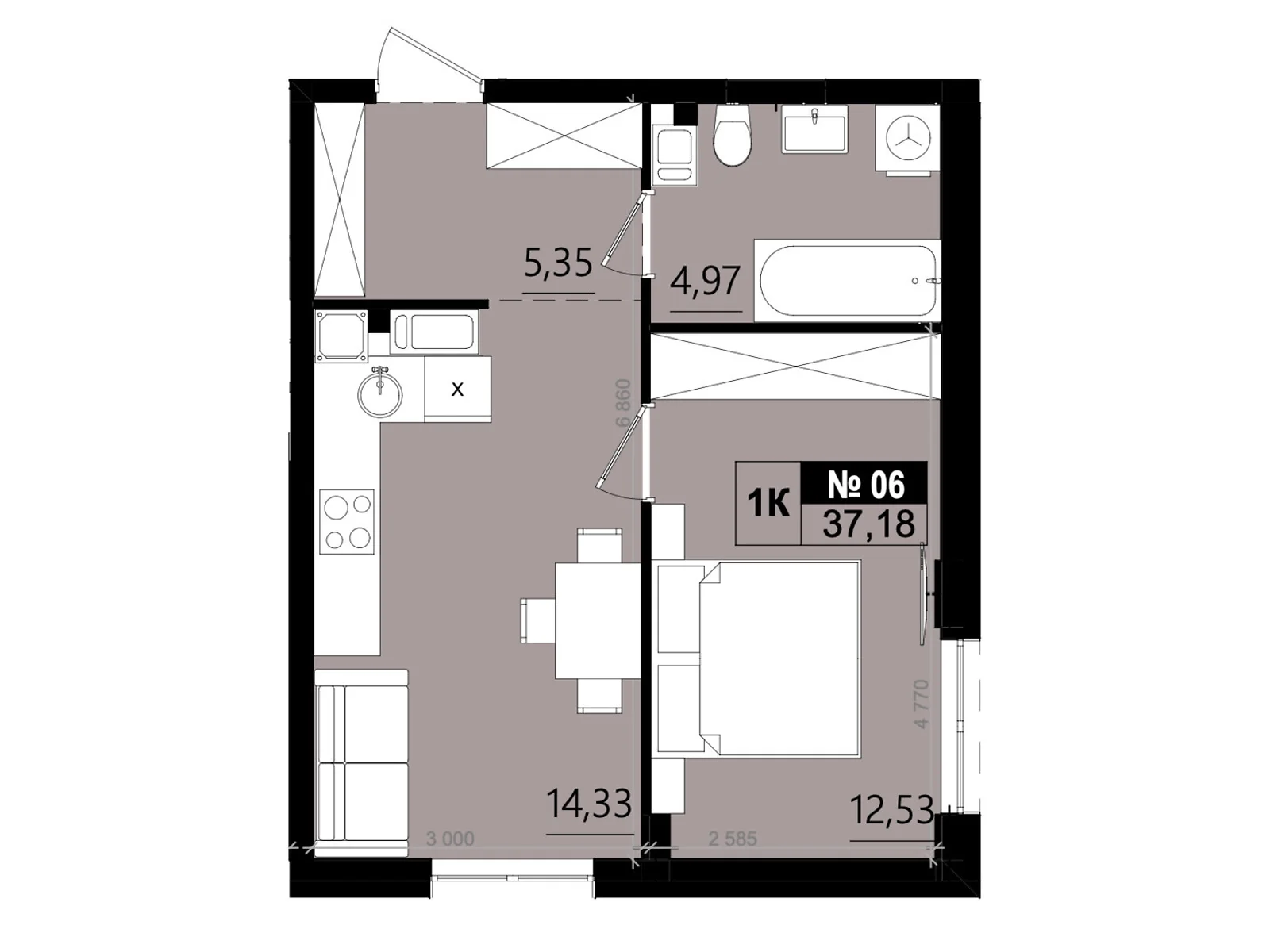 Продається 1-кімнатна квартира 37.18 кв. м у Солонці, вул. Стрийська, 1М - фото 1