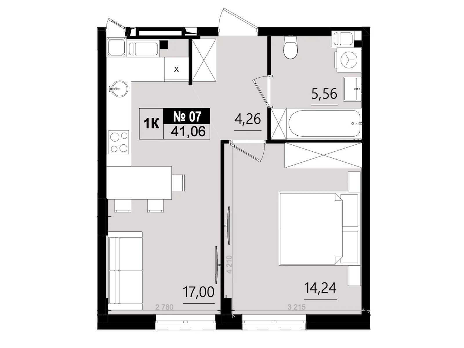 Продається 1-кімнатна квартира 41.06 кв. м у Солонці, вул. Стрийська, 1М - фото 1