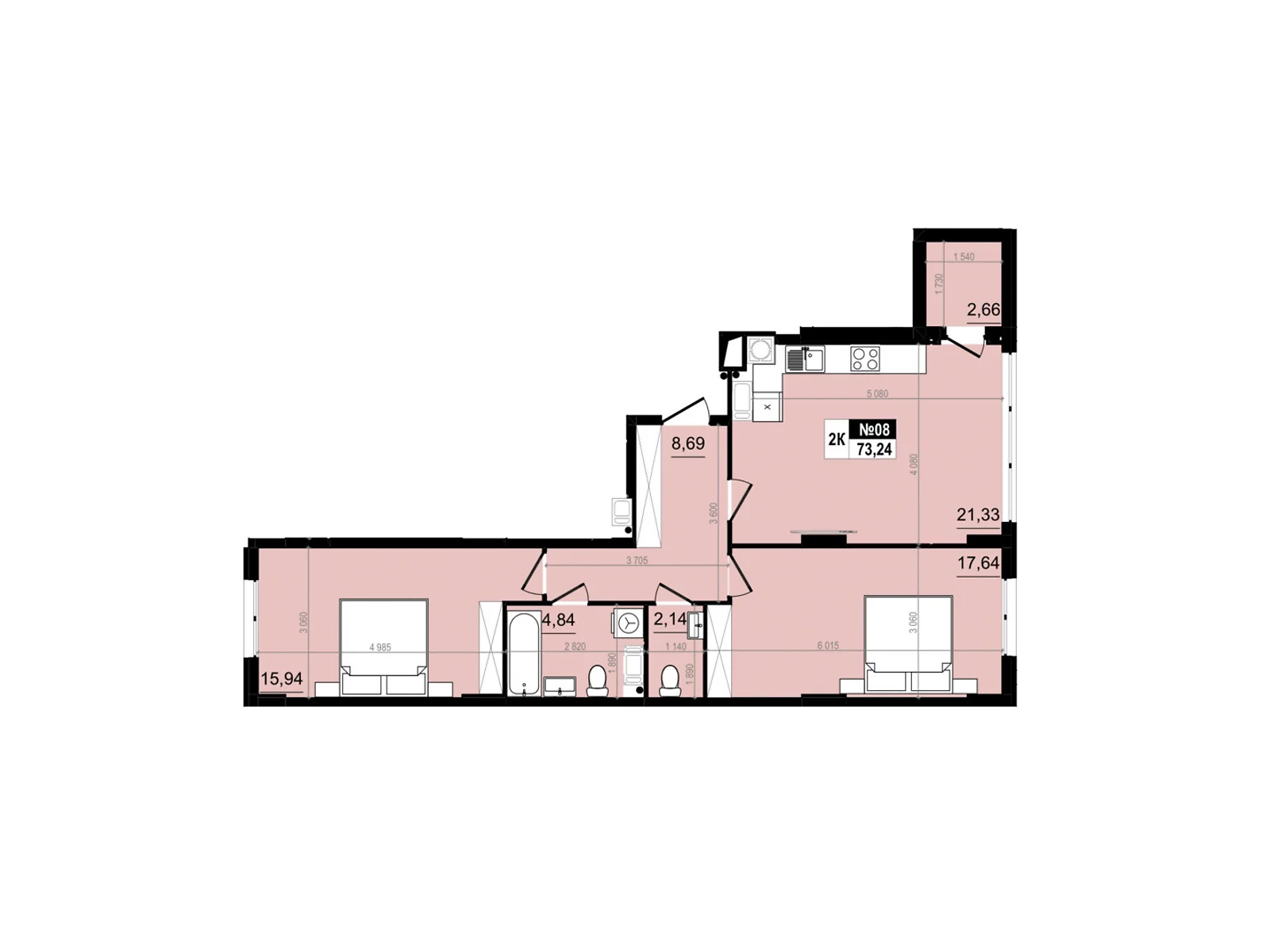 Продается 2-комнатная квартира 73.24 кв. м в Винниках, ул. Лесная - фото 1
