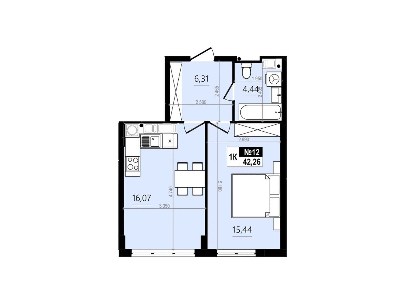 Продается 1-комнатная квартира 42.26 кв. м в Винниках, ул. Лесная - фото 1