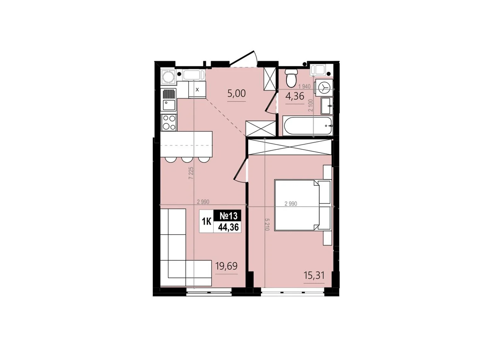 Продается 1-комнатная квартира 44.36 кв. м в Винниках, ул. Лесная - фото 1