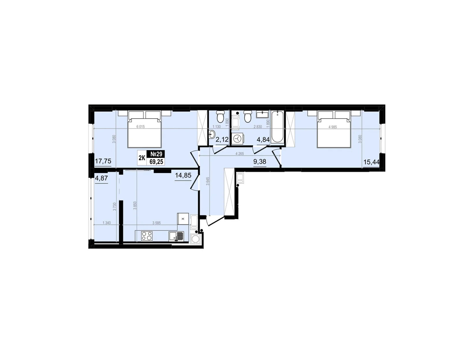 Продается 2-комнатная квартира 69.36 кв. м в Винниках, ул. Лесная - фото 1