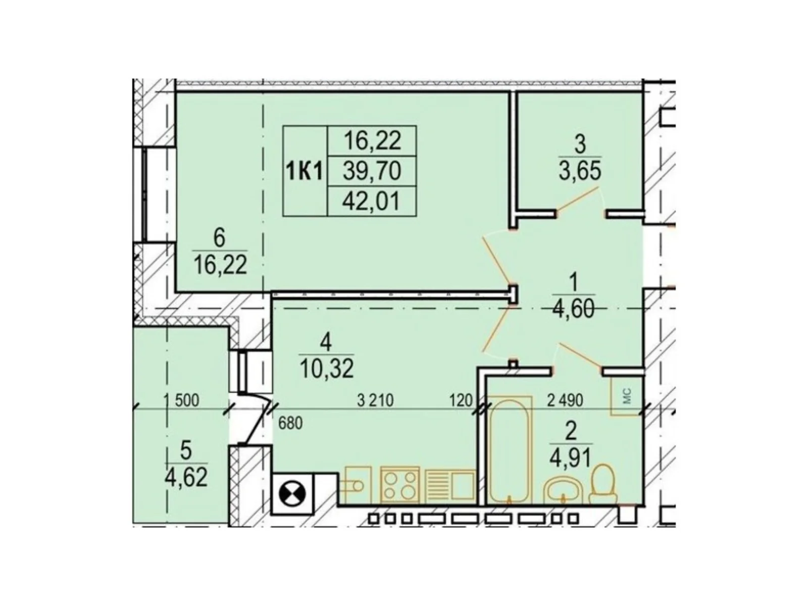 Продается 1-комнатная квартира 46.75 кв. м в Зарванцах, ул. Озерная, 1 - фото 1