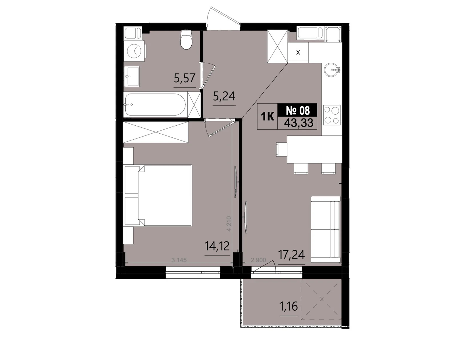 Продається 1-кімнатна квартира 43.33 кв. м у Солонці, вул. Стрийська, 1М - фото 1