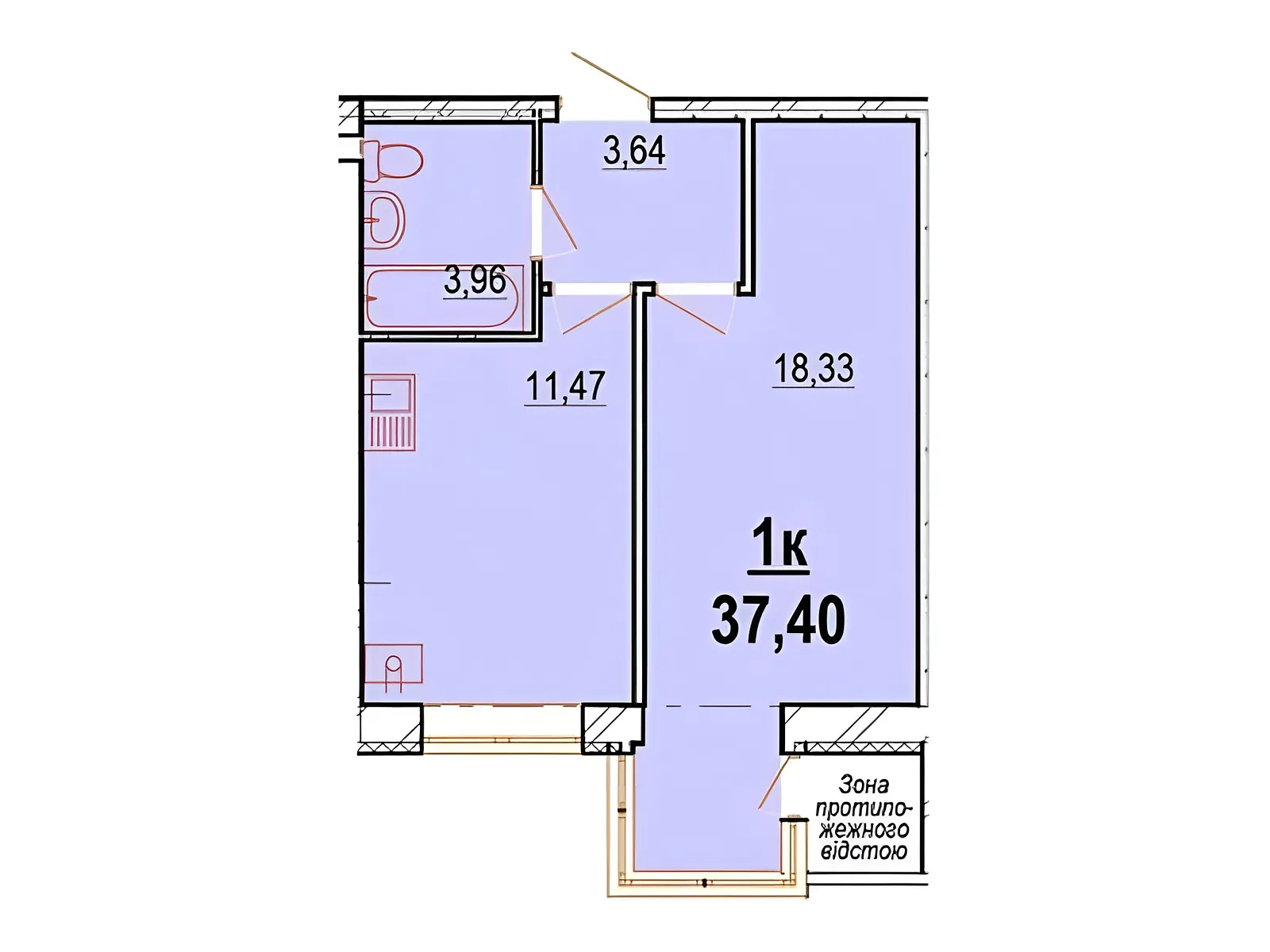 Продається 1-кімнатна квартира 37.4 кв. м у Вінниці, цена: 45000 $ - фото 1