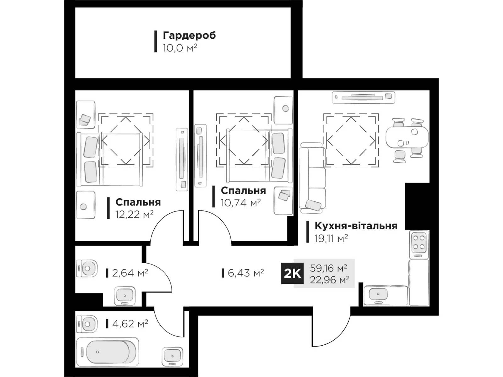 Продается 2-комнатная квартира 55.76 кв. м в Сокольниках, ул. боковая Стрыйская - фото 1