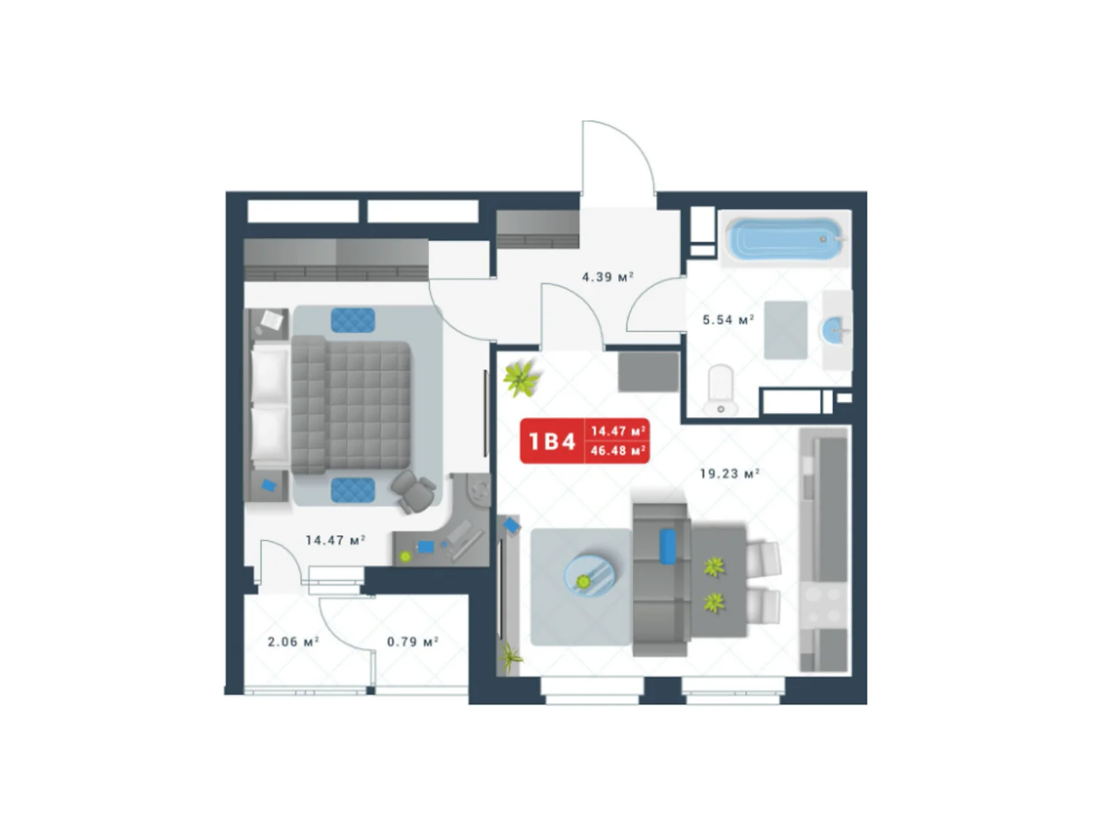 Продается 1-комнатная квартира 46.48 кв. м в Киеве, ул. Глеба Бабича(Канальная), 8 - фото 1
