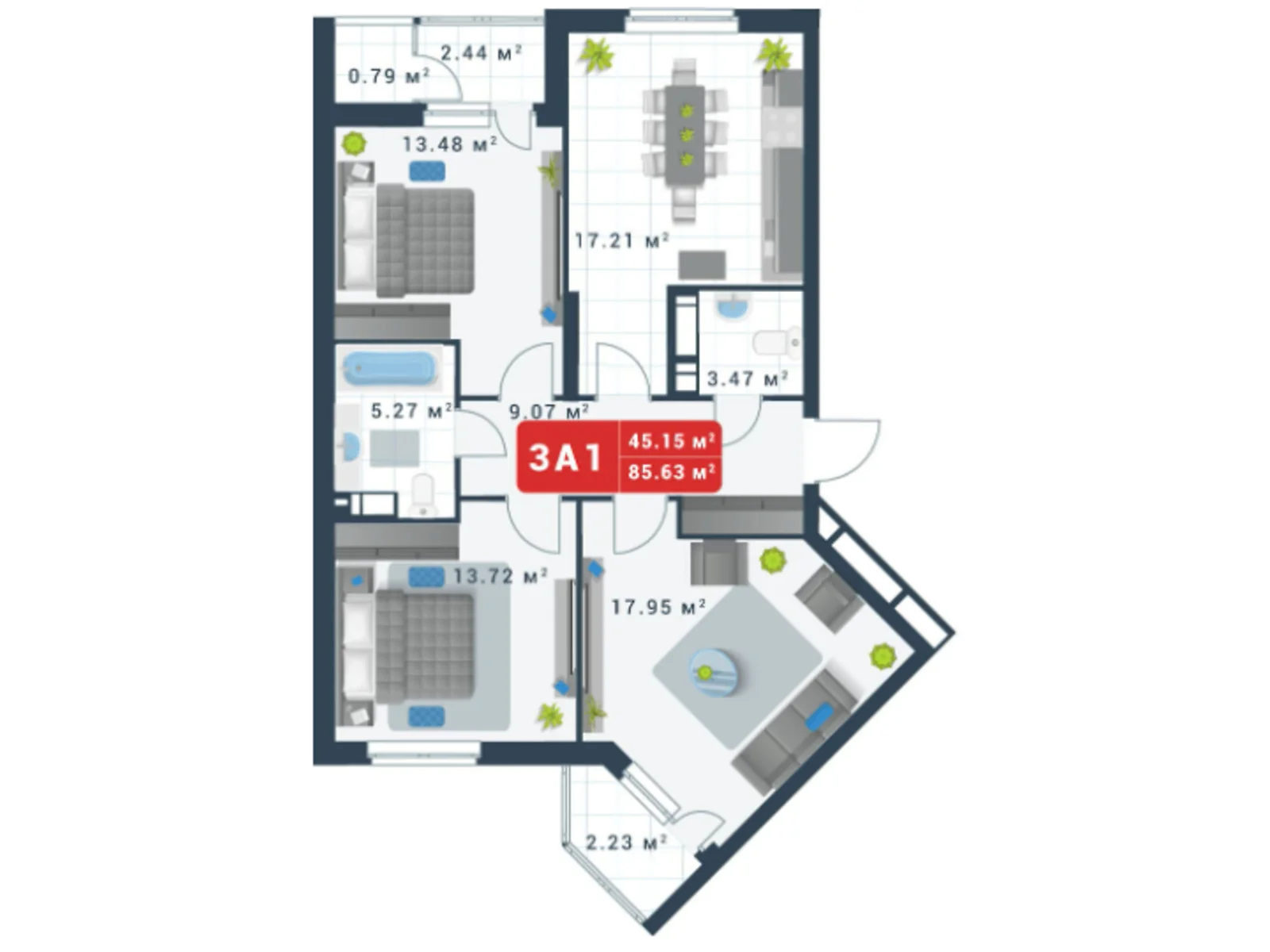 Продается 3-комнатная квартира 85.63 кв. м в Киеве, ул. Глеба Бабича(Канальная), 8 - фото 1