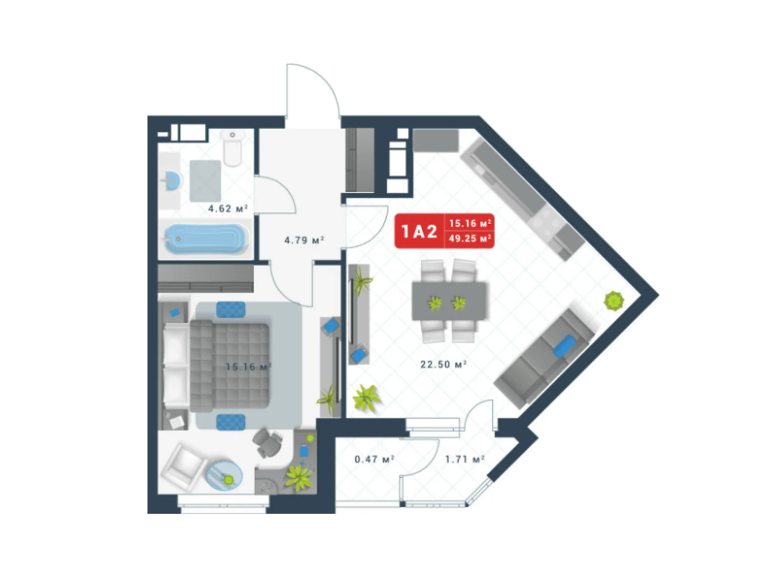 Продается 1-комнатная квартира 49.25 кв. м в Киеве, ул. Глеба Бабича(Канальная), 8 - фото 1
