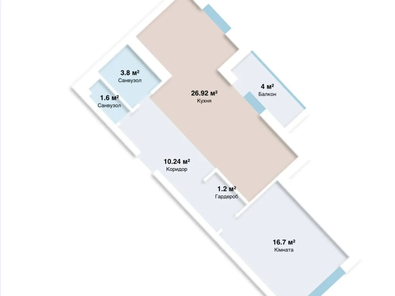 2-комнатная квартира 65.7 кв. м в Тернополе, бул. Кулиша Пантелеймона - фото 1
