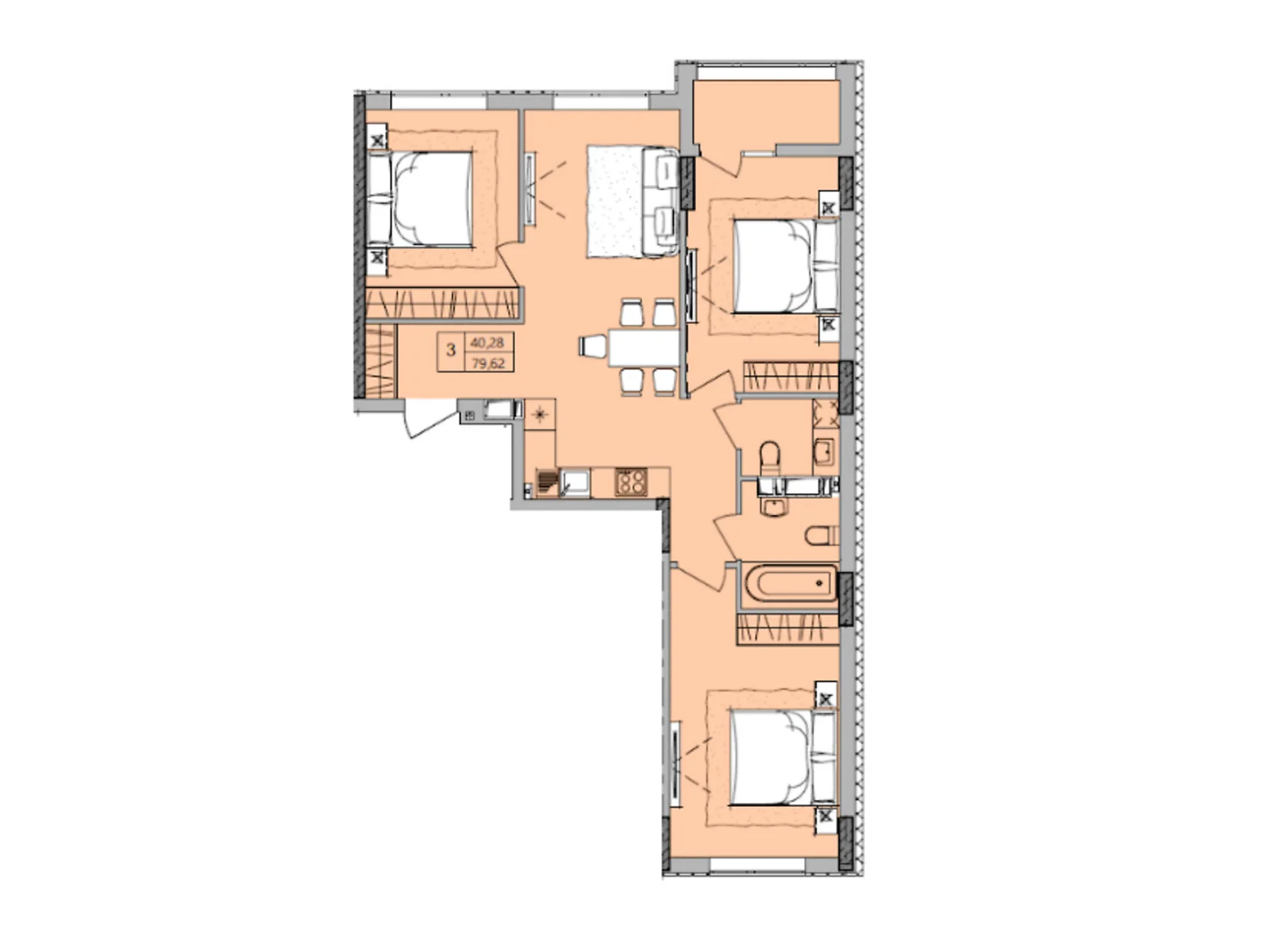 Продается 3-комнатная квартира 78.84 кв. м в Одессе, ул. Академика Сахарова - фото 1