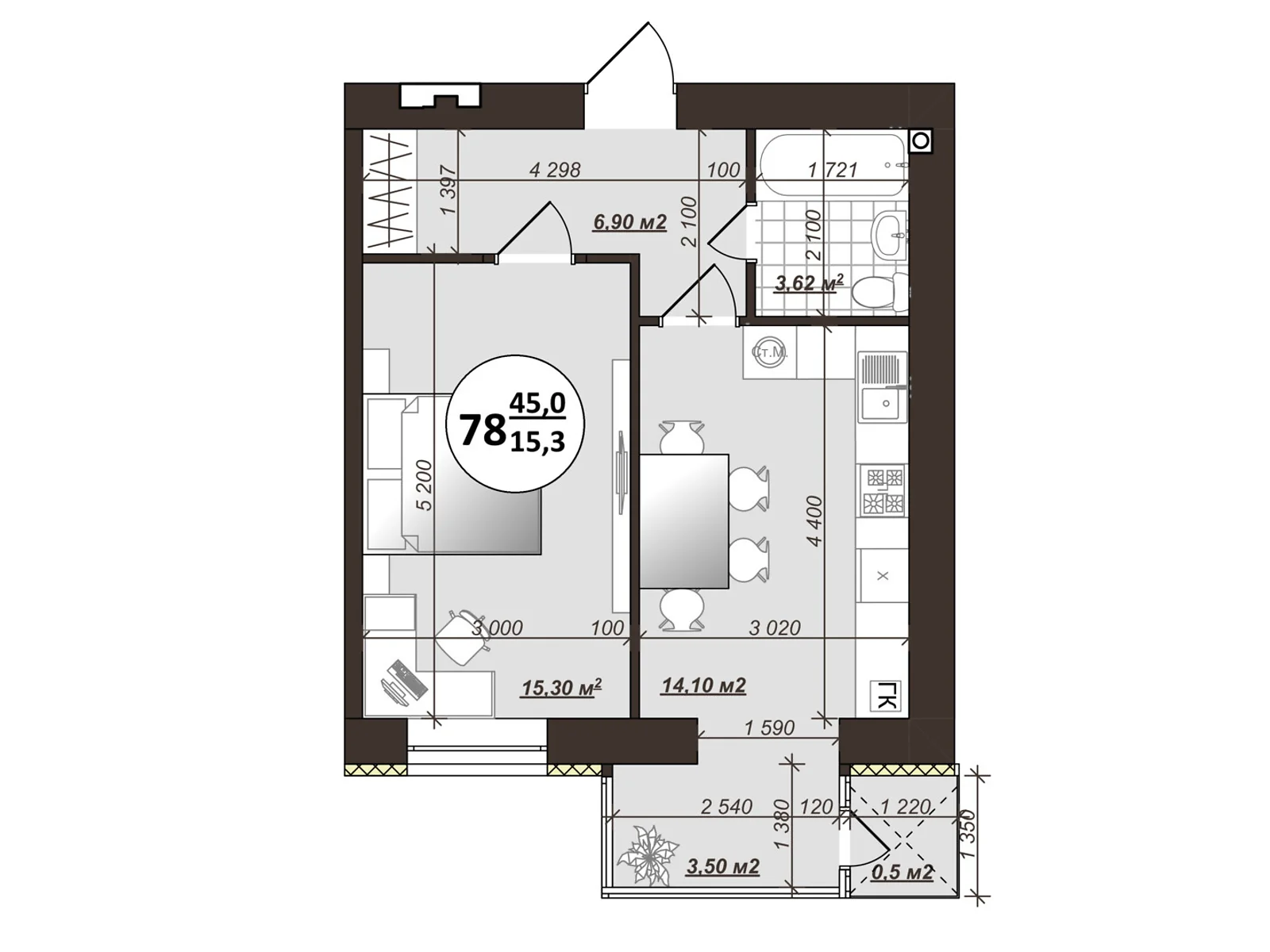 Продается 1-комнатная квартира 45 кв. м в Виннице, ул. Сергея Зулинского - фото 1