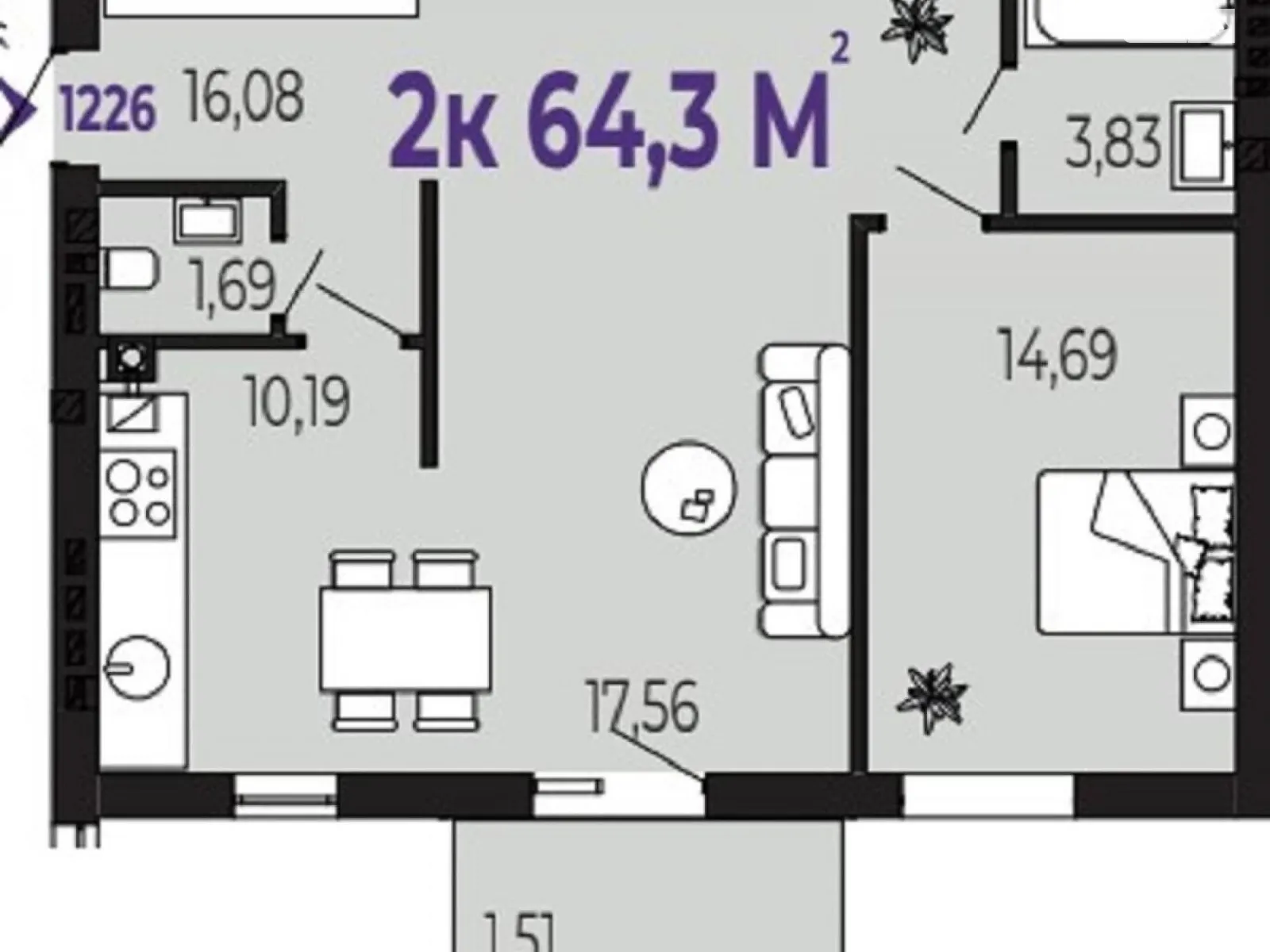 Продается 1-комнатная квартира 64.3 кв. м в Криховцах, ул. 24-го Августа, 12 - фото 1