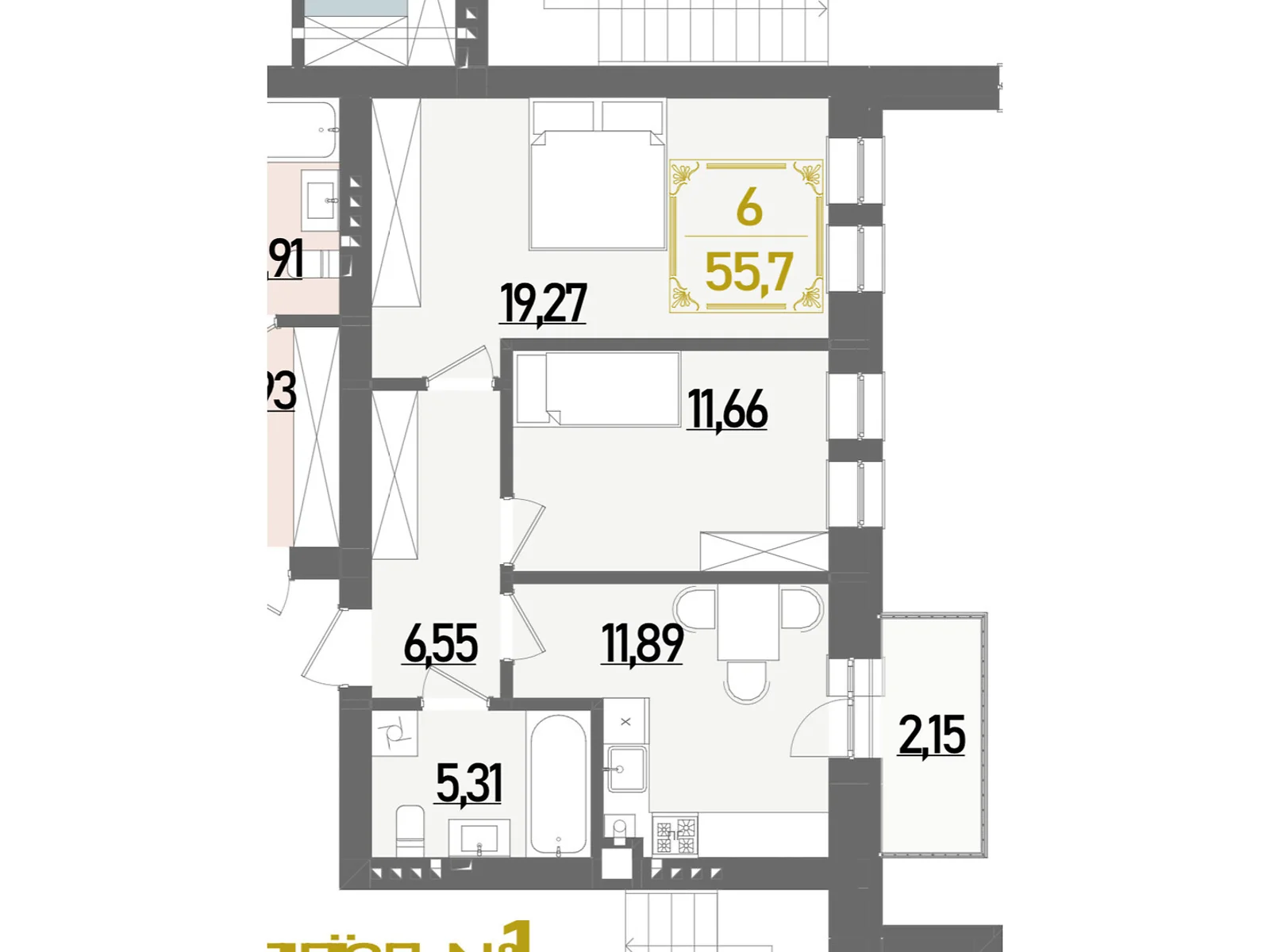 Продається 2-кімнатна квартира 55.7 кв. м у Рівному, вул. Березова - фото 1