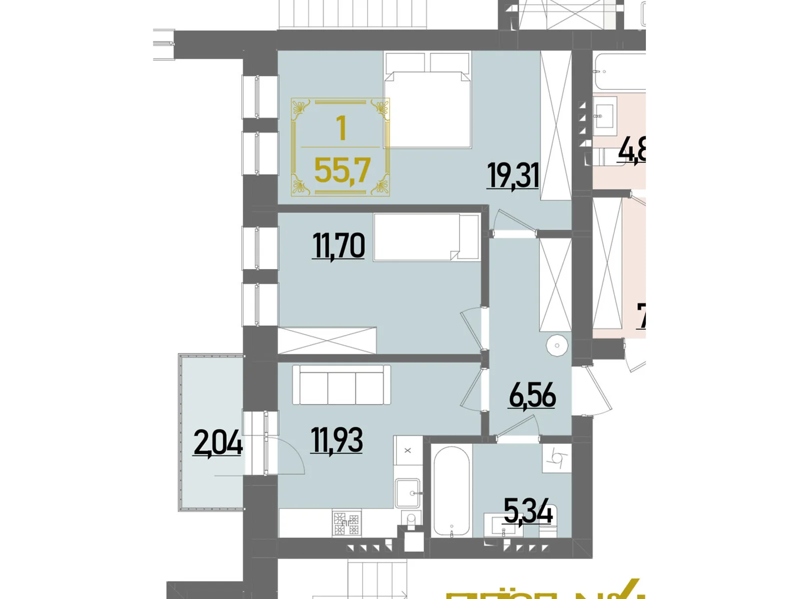 Продається 2-кімнатна квартира 55.7 кв. м у Рівному, вул. Березова - фото 1