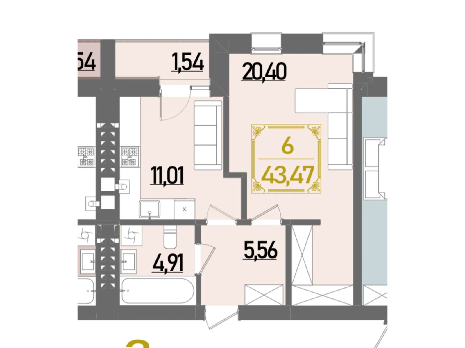 Продается 1-комнатная квартира 43.47 кв. м в Ровно, ул. Березовая - фото 1