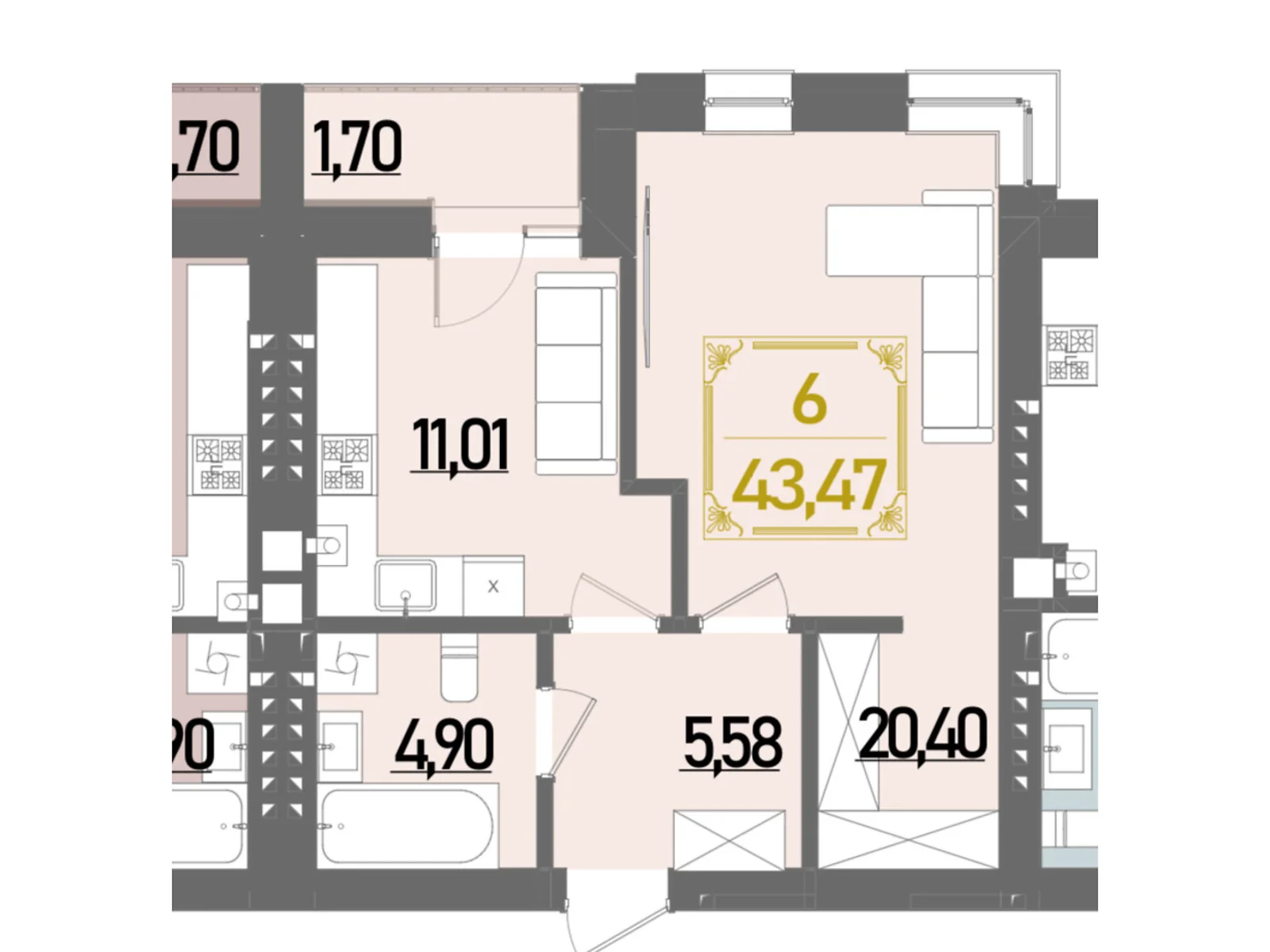 Продается 1-комнатная квартира 43.47 кв. м в Ровно, ул. Березовая - фото 1