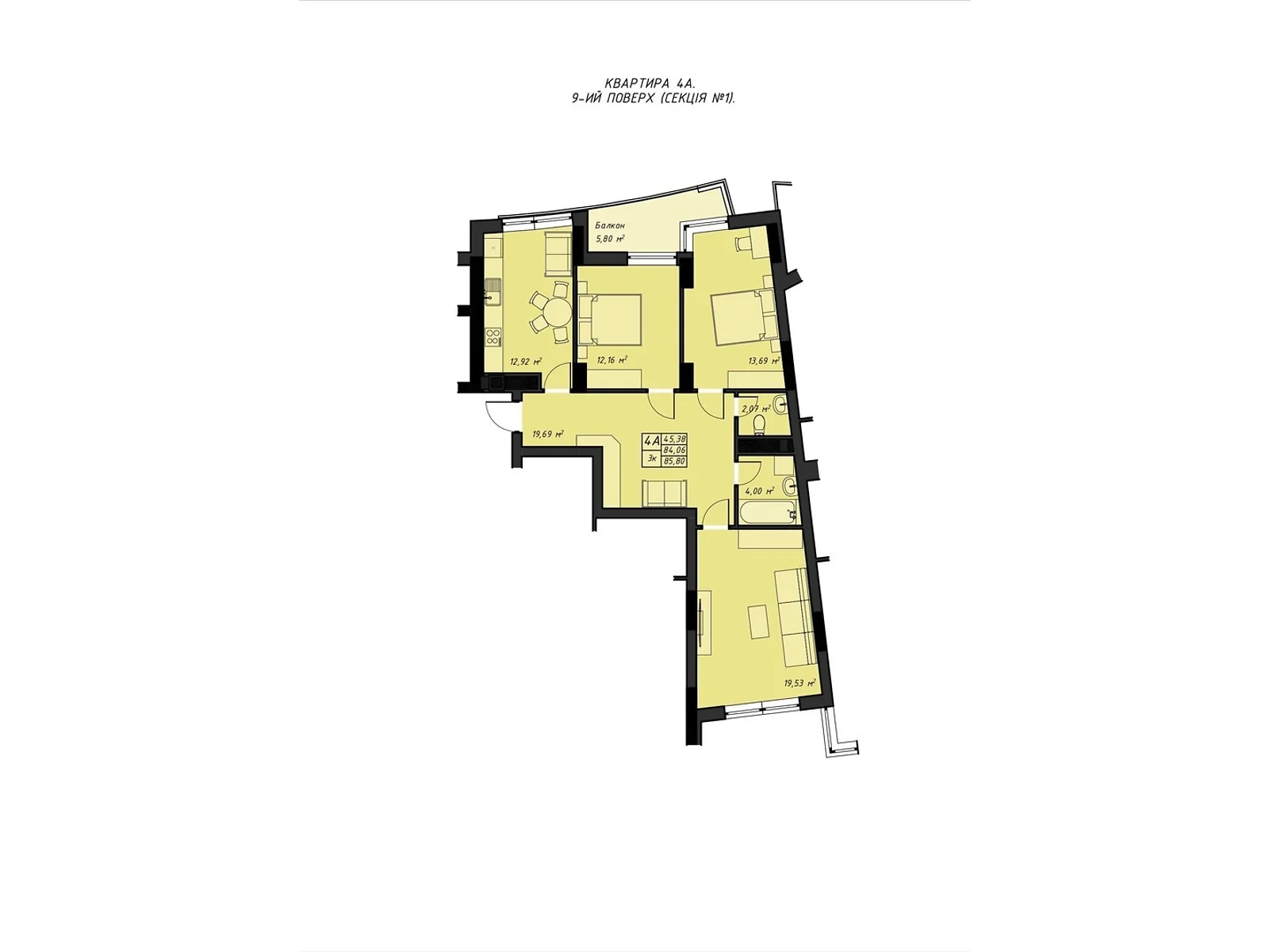 Продается 3-комнатная квартира 85.8 кв. м в Ровно, ул. Галицкого Данилы, 16 - фото 1