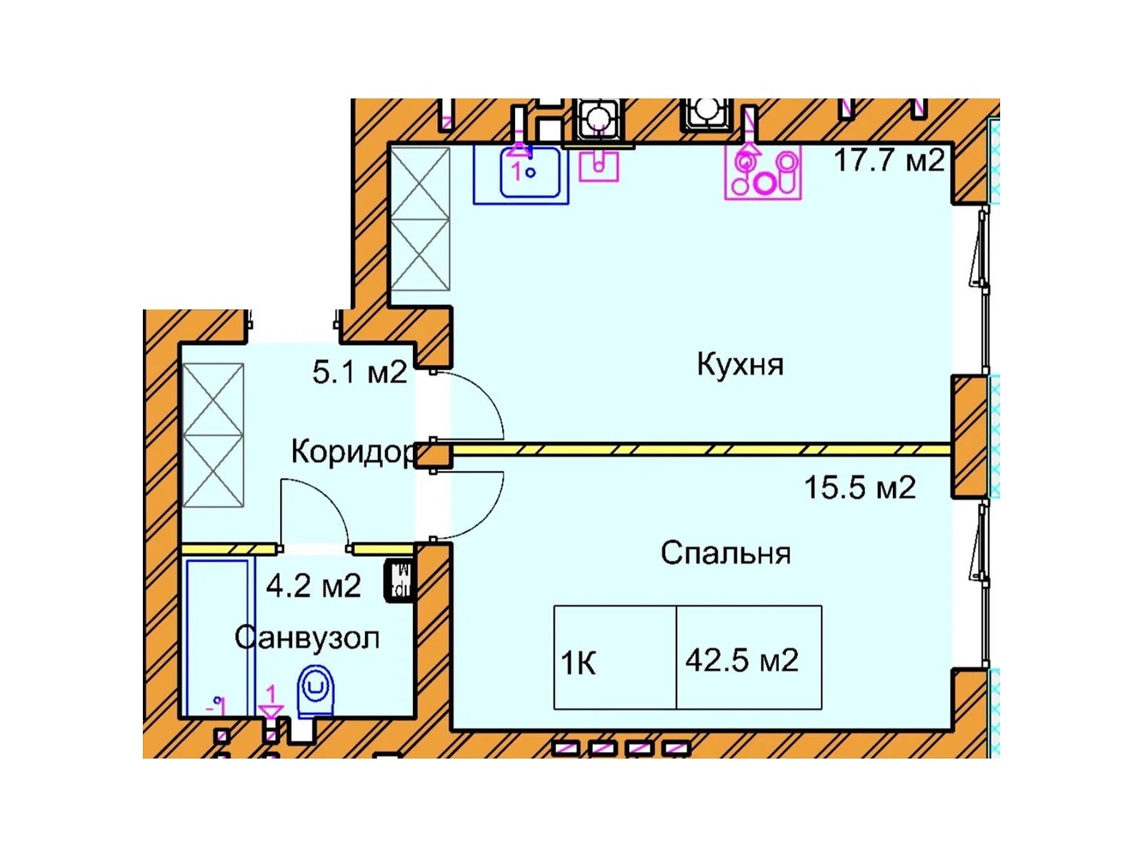 Продається 1-кімнатна квартира 42.5 кв. м у Рівному, вул. Чорновола В'ячеслава, 94Г-94Е - фото 1