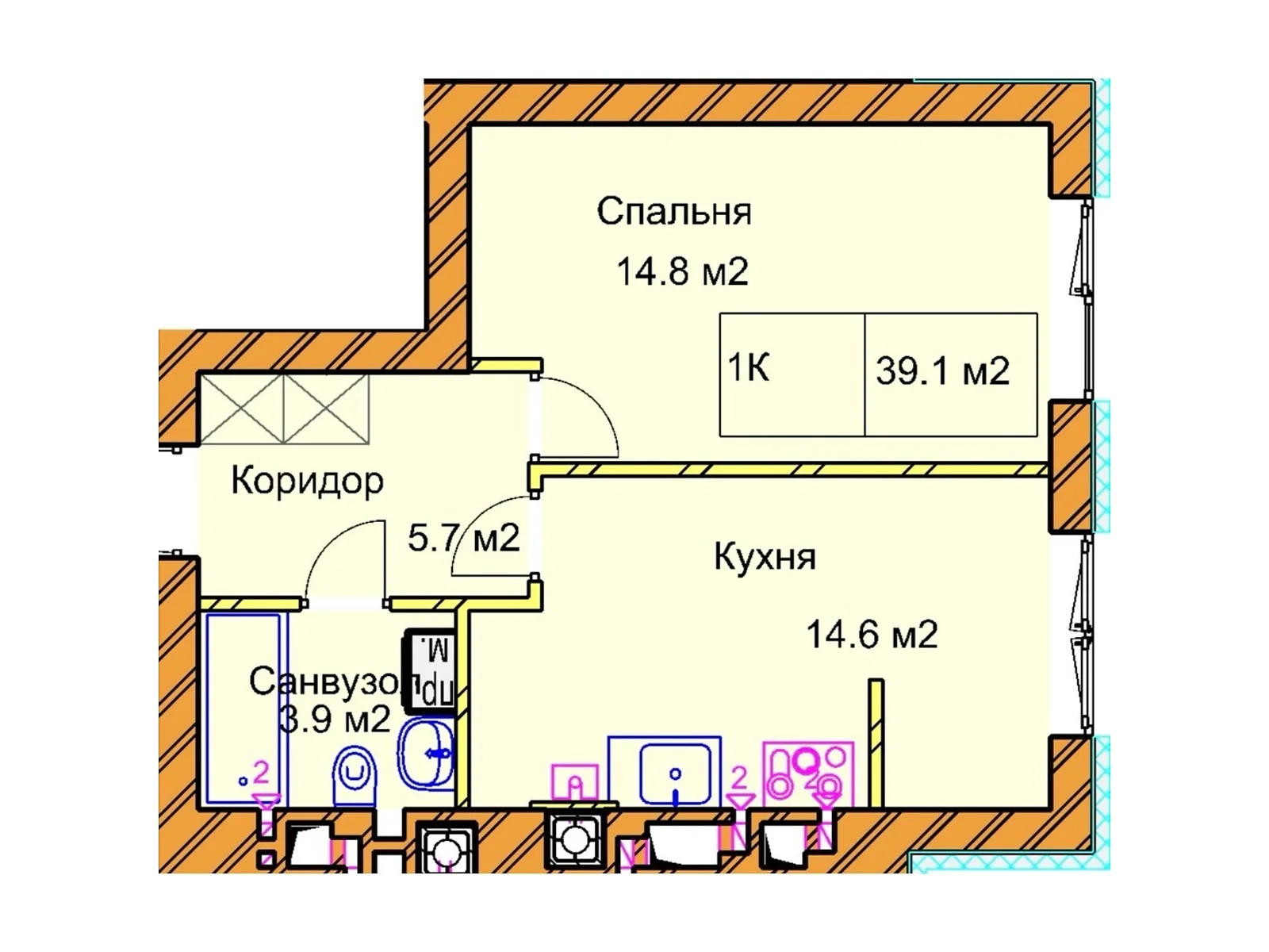 Продається 1-кімнатна квартира 39.1 кв. м у Рівному, вул. Чорновола В'ячеслава, 94Г-94Е - фото 1