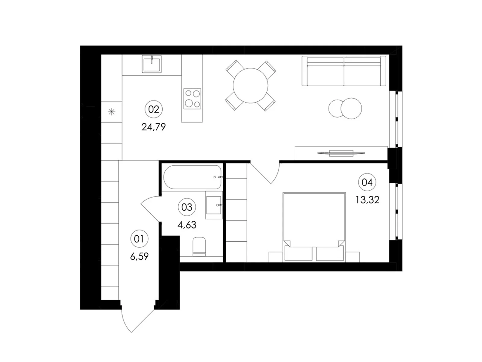 Продается 1-комнатная квартира 49 кв. м в Сокольниках,  - фото 1