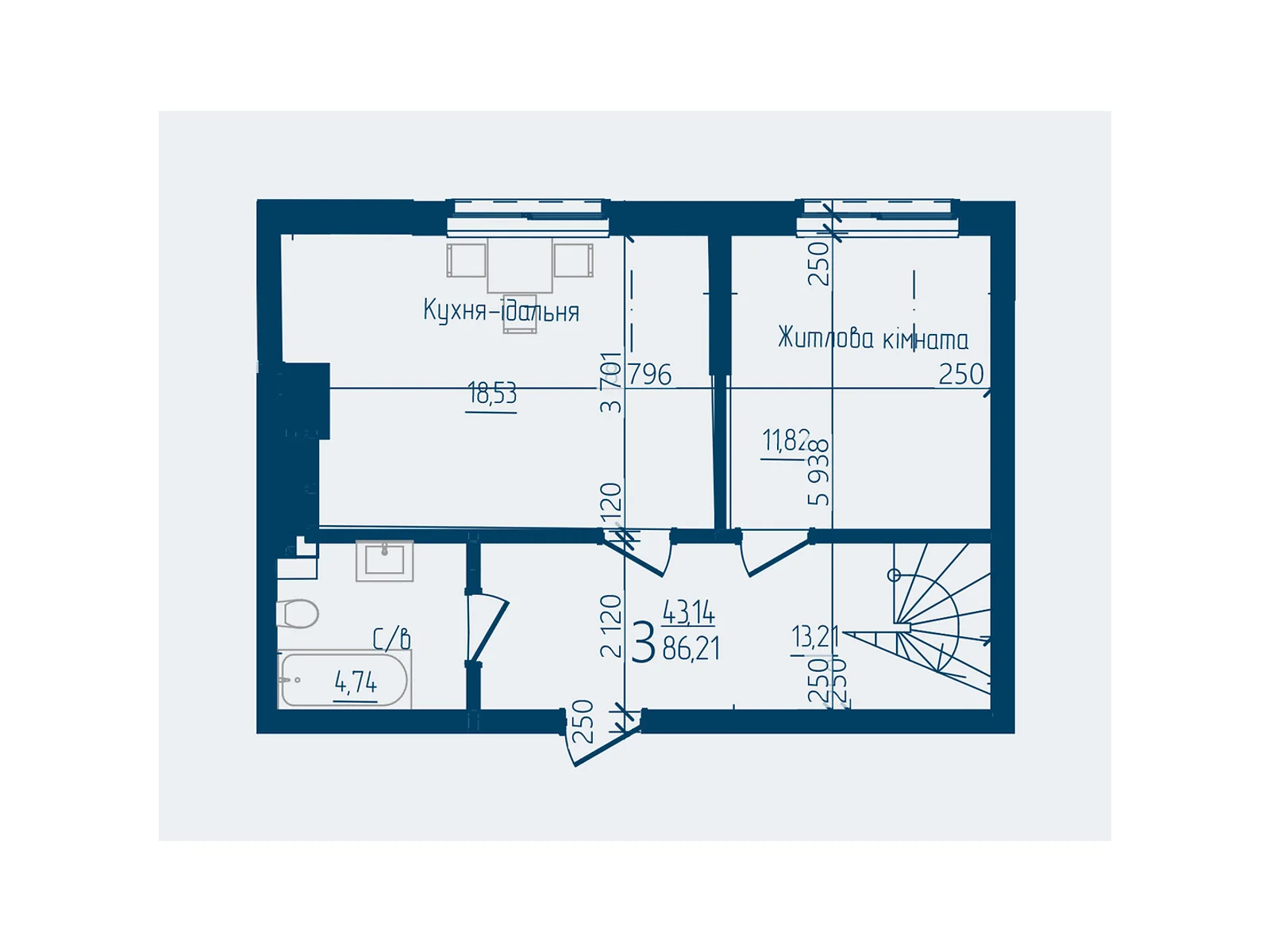 Продается 3-комнатная квартира 86.21 кв. м в Черновцах - фото 1