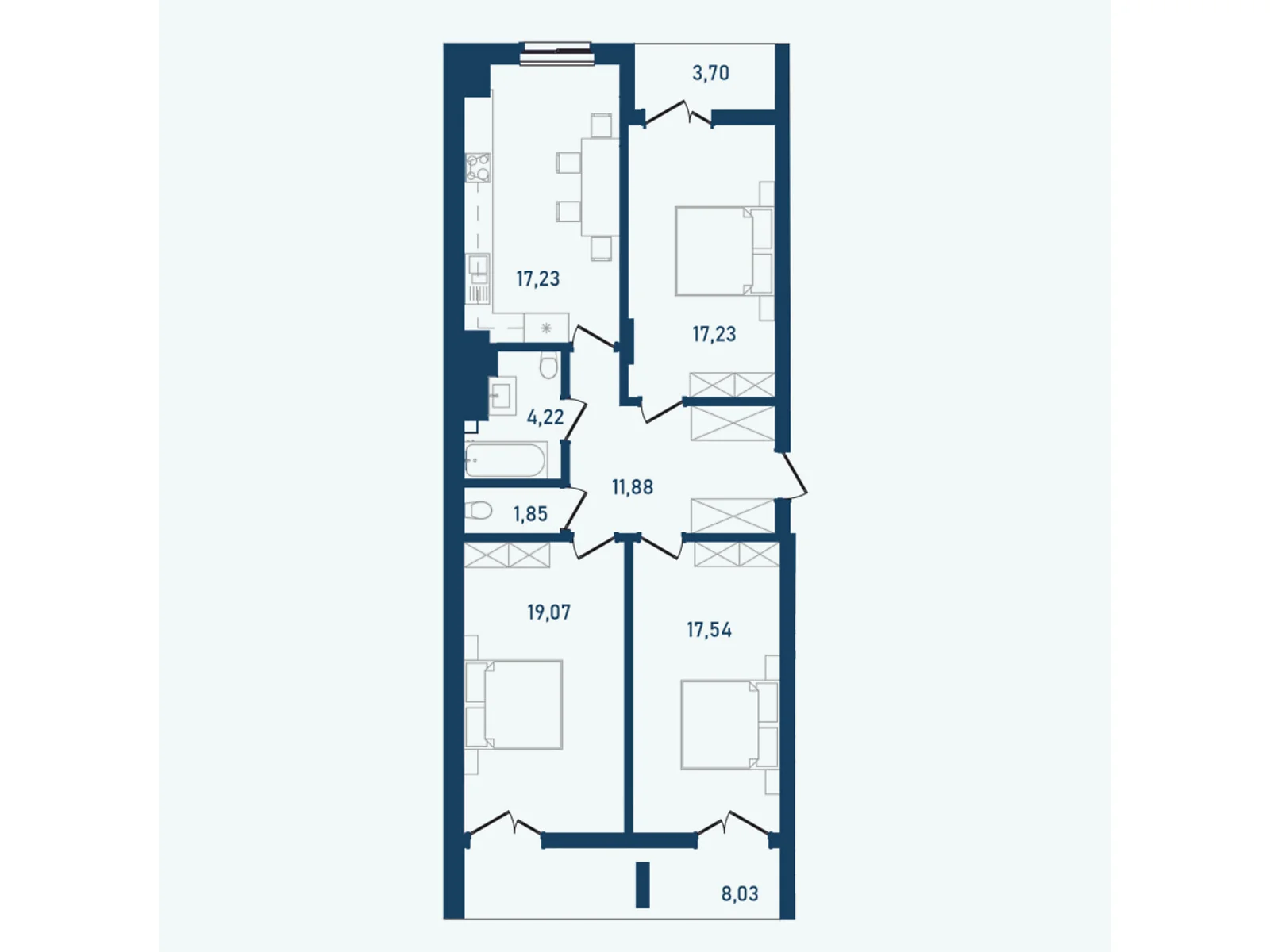 Продается 3-комнатная квартира 99.85 кв. м в Черновцах - фото 1
