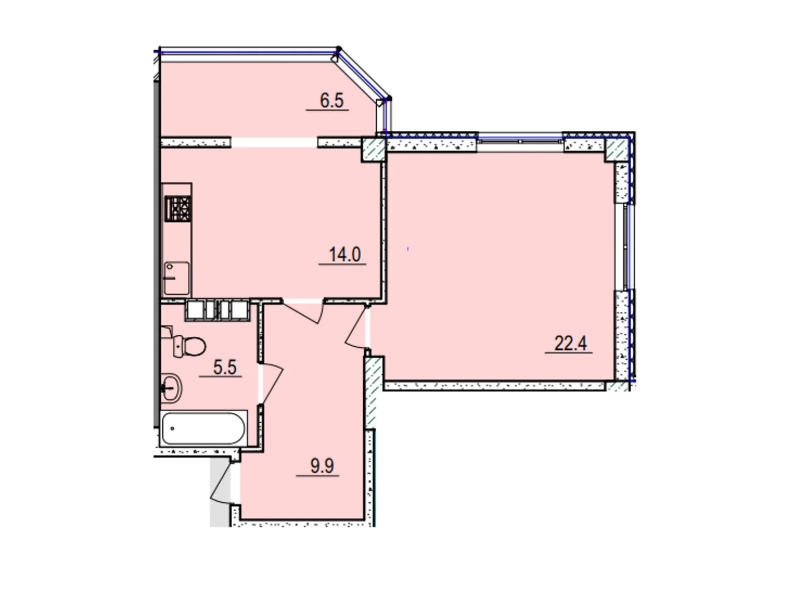 Продается 1-комнатная квартира 58.3 кв. м в Черкассах - фото 1