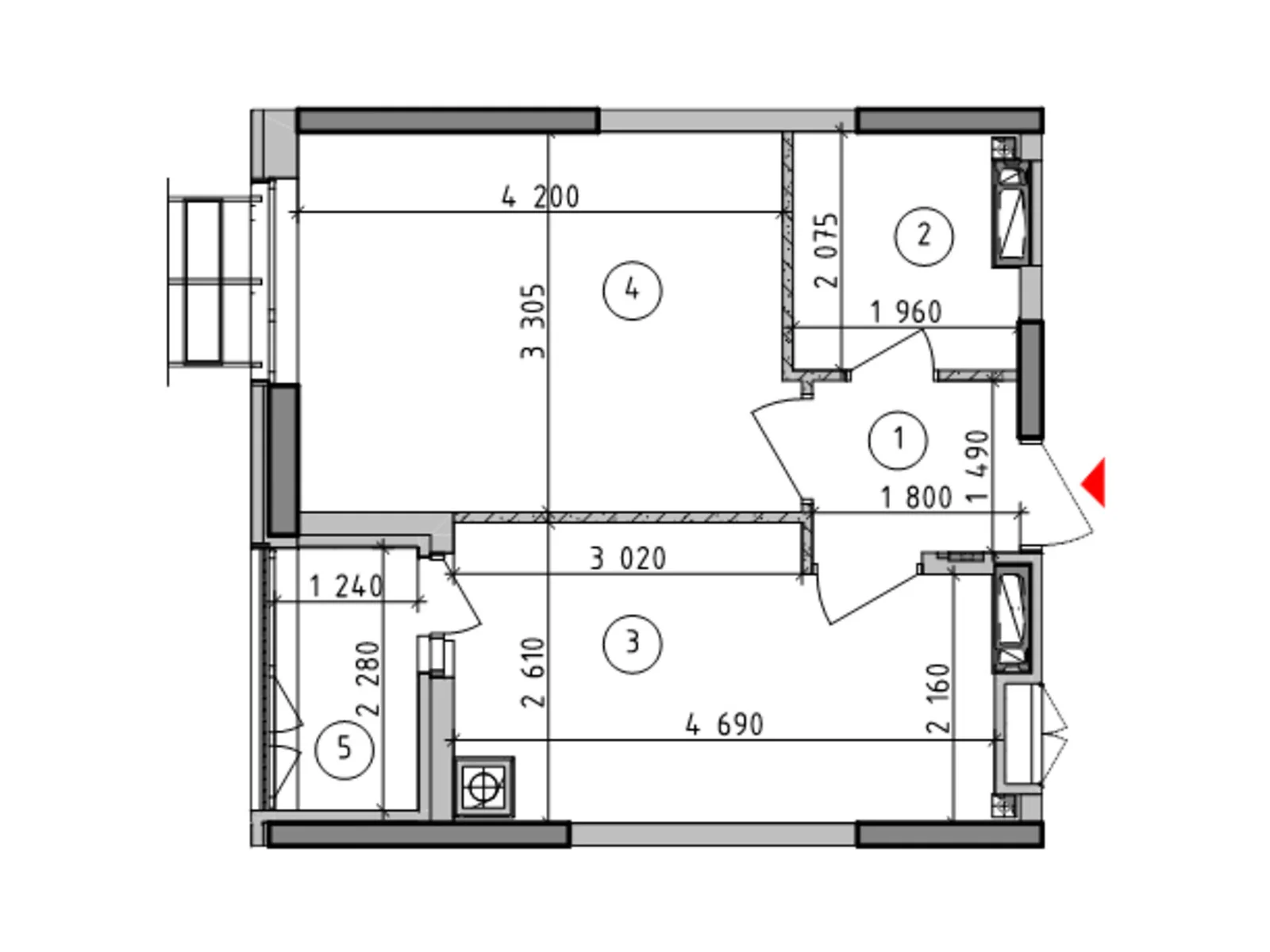 Продается 1-комнатная квартира 34.66 кв. м в Гатном - фото 1