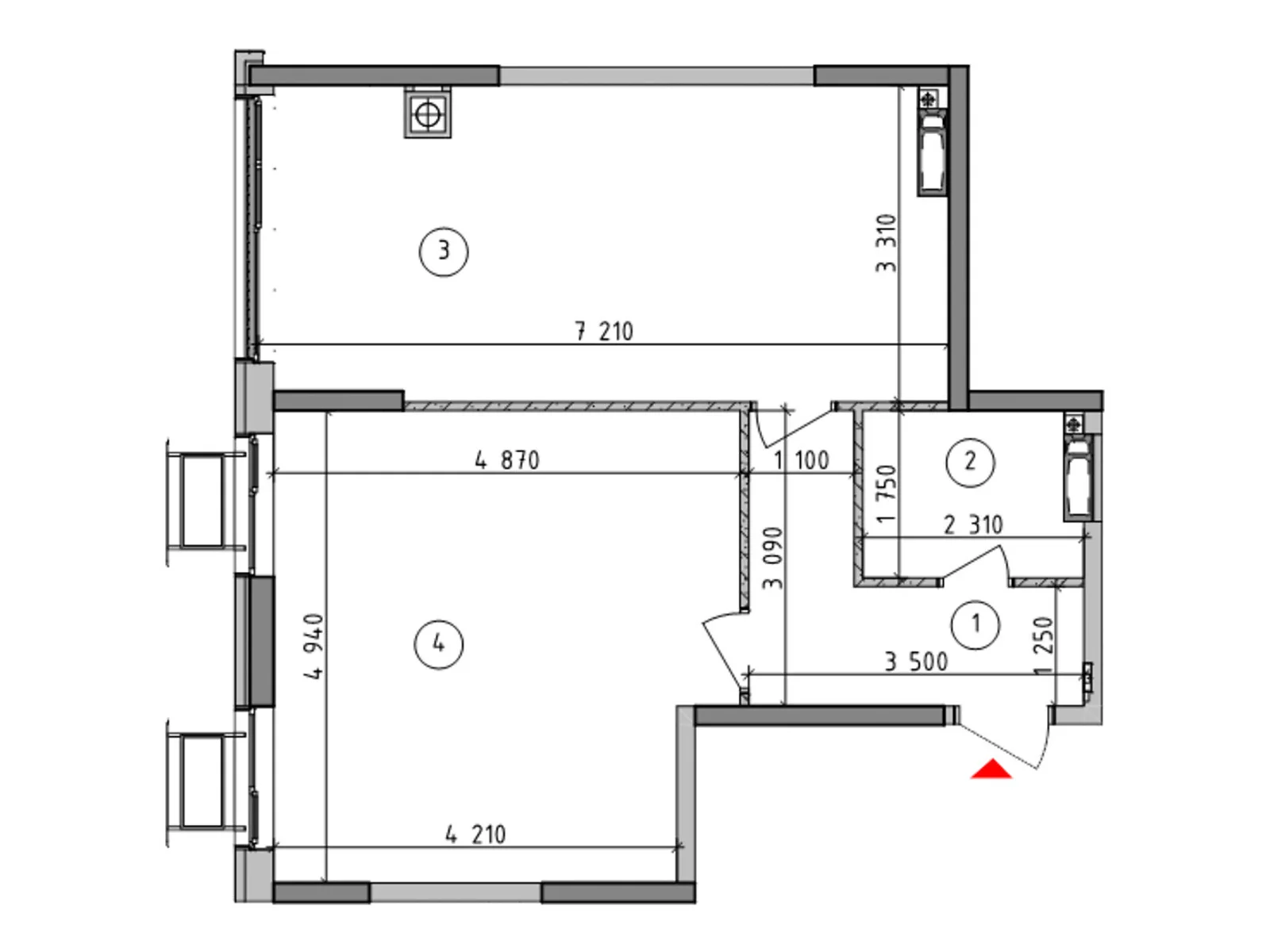 Продается 1-комнатная квартира 56.16 кв. м в, цена: 71829 $ - фото 1