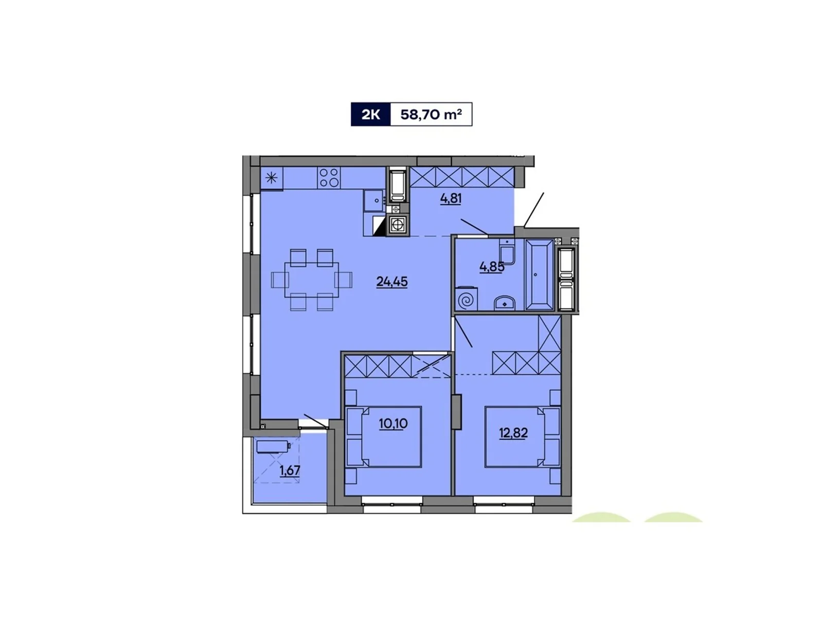 Продается 2-комнатная квартира 58.7 кв. м в Львове, ул. Миколайчука, 17 - фото 1