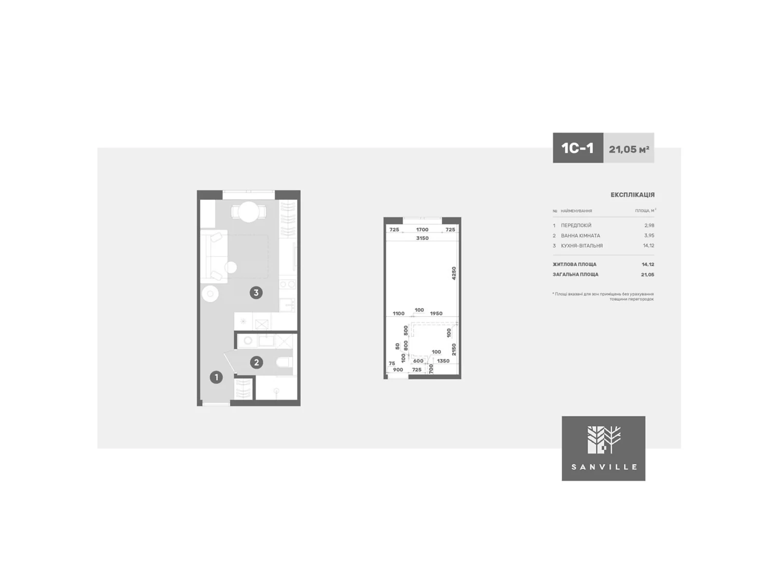 Продается 1-комнатная квартира 21.05 кв. м в Святопетровское, ул. Богдана Хмельницкого, 17/1 - фото 1