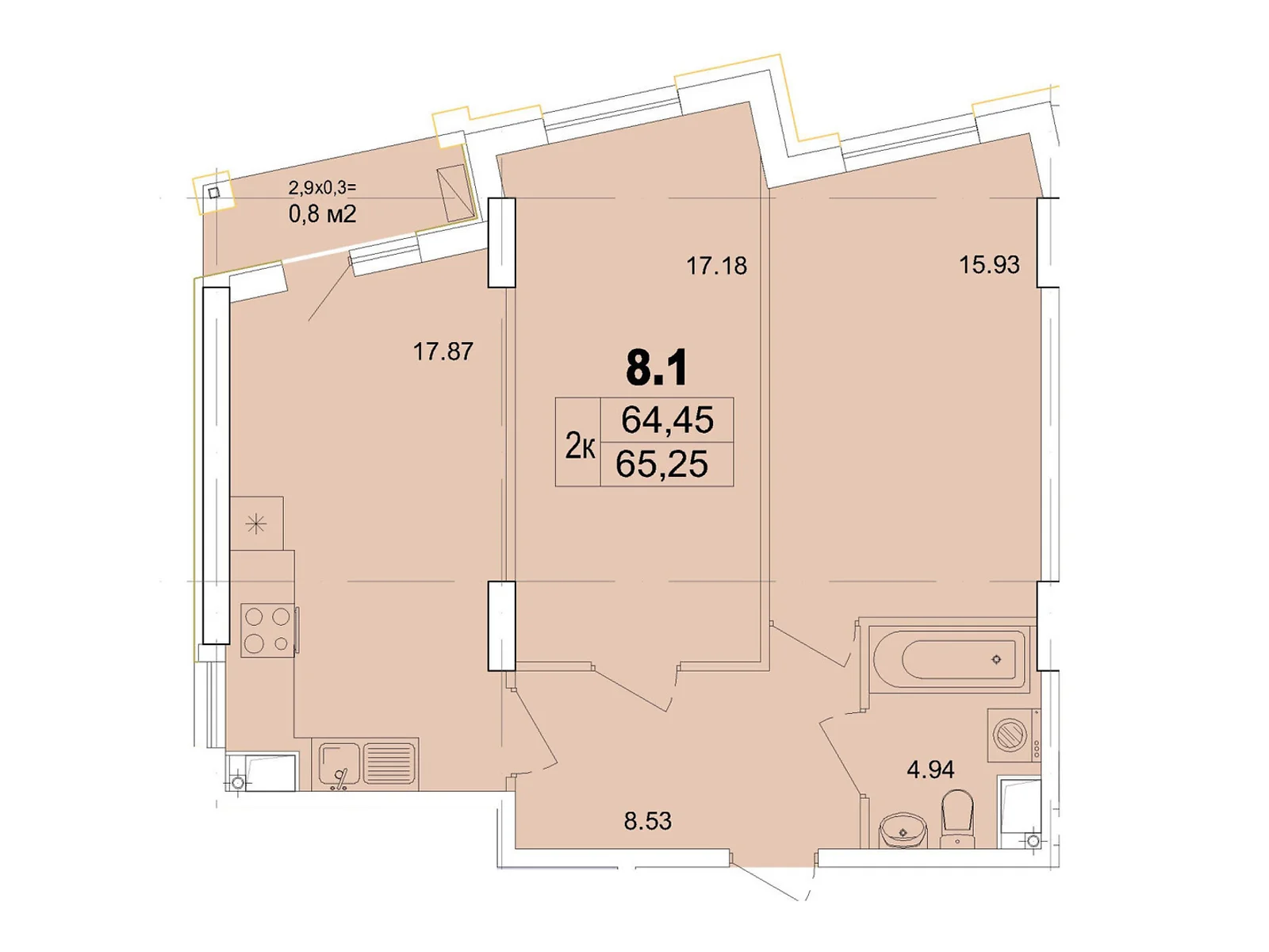 Продается 2-комнатная квартира 65.25 кв. м в Одессе, ул. Чубаевская, 1 - фото 1