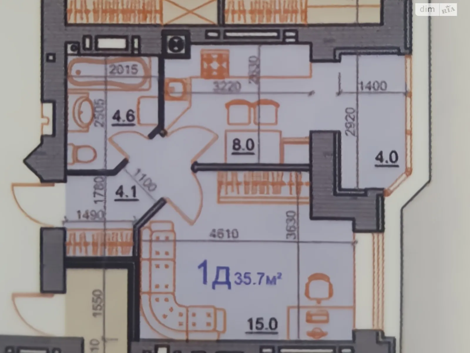 Продается 1-комнатная квартира 35.7 кв. м в Николаеве, ул. Курортная, 7В/7 - фото 1