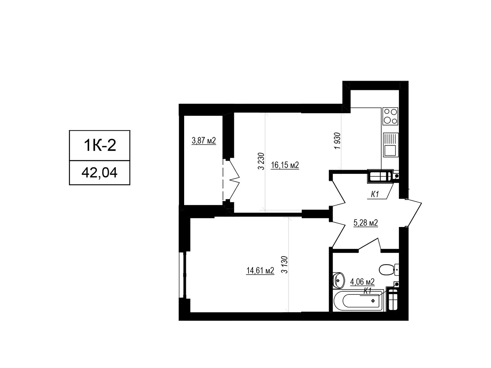 Продается 1-комнатная квартира 42.04 кв. м в Софиевской Борщаговке, ул. Яблоневая, 3А - фото 1
