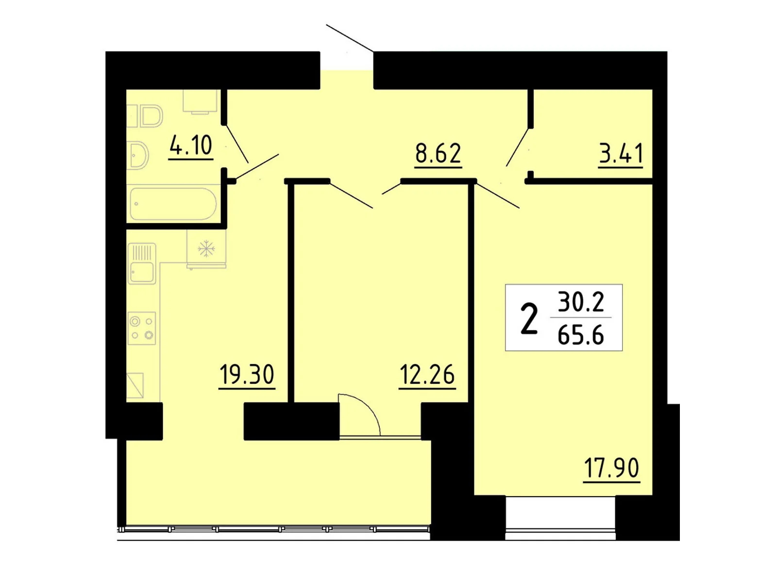 2-комнатная квартира 65 кв. м в Тернополе, ул. Энергетическая, 5 - фото 1