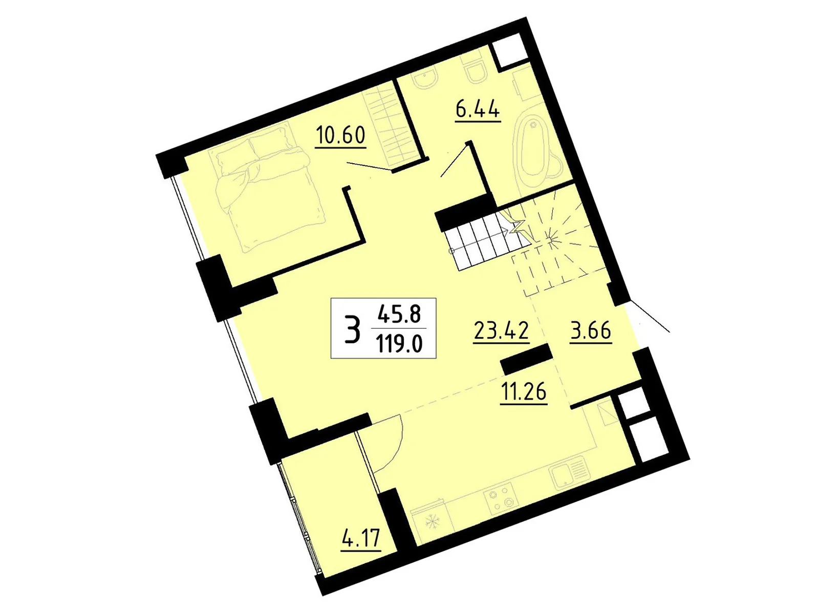 3-кімнатна квартира 119 кв. м у Тернополі, вул. Бічна Енергетична, 5 - фото 1