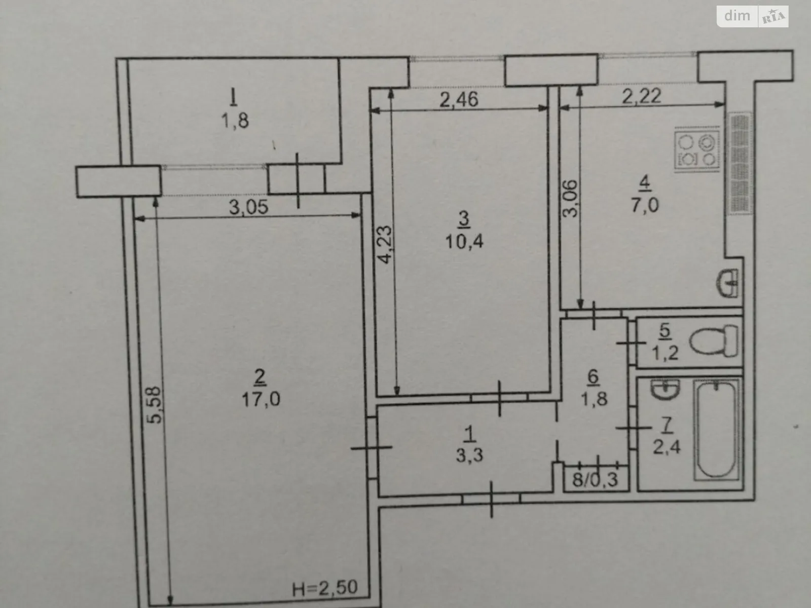 Продається 2-кімнатна квартира 45 кв. м у Кривому Розі, вул. Мусоргського, 34 - фото 1