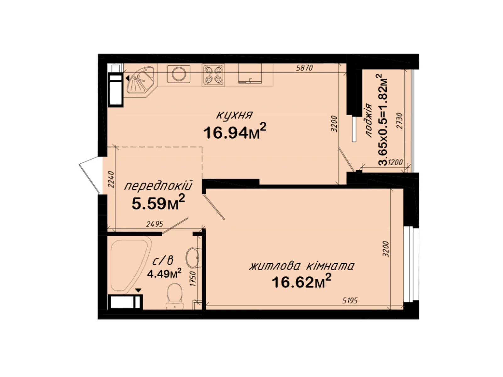 Продается 1-комнатная квартира 45.17 кв. м в Киеве, просп. Академика Глушкова, 42 - фото 1