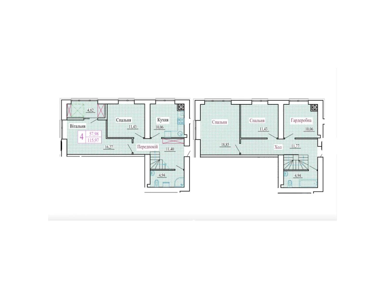 4-комнатная квартира 115.97 кв. м в Луцке - фото 1