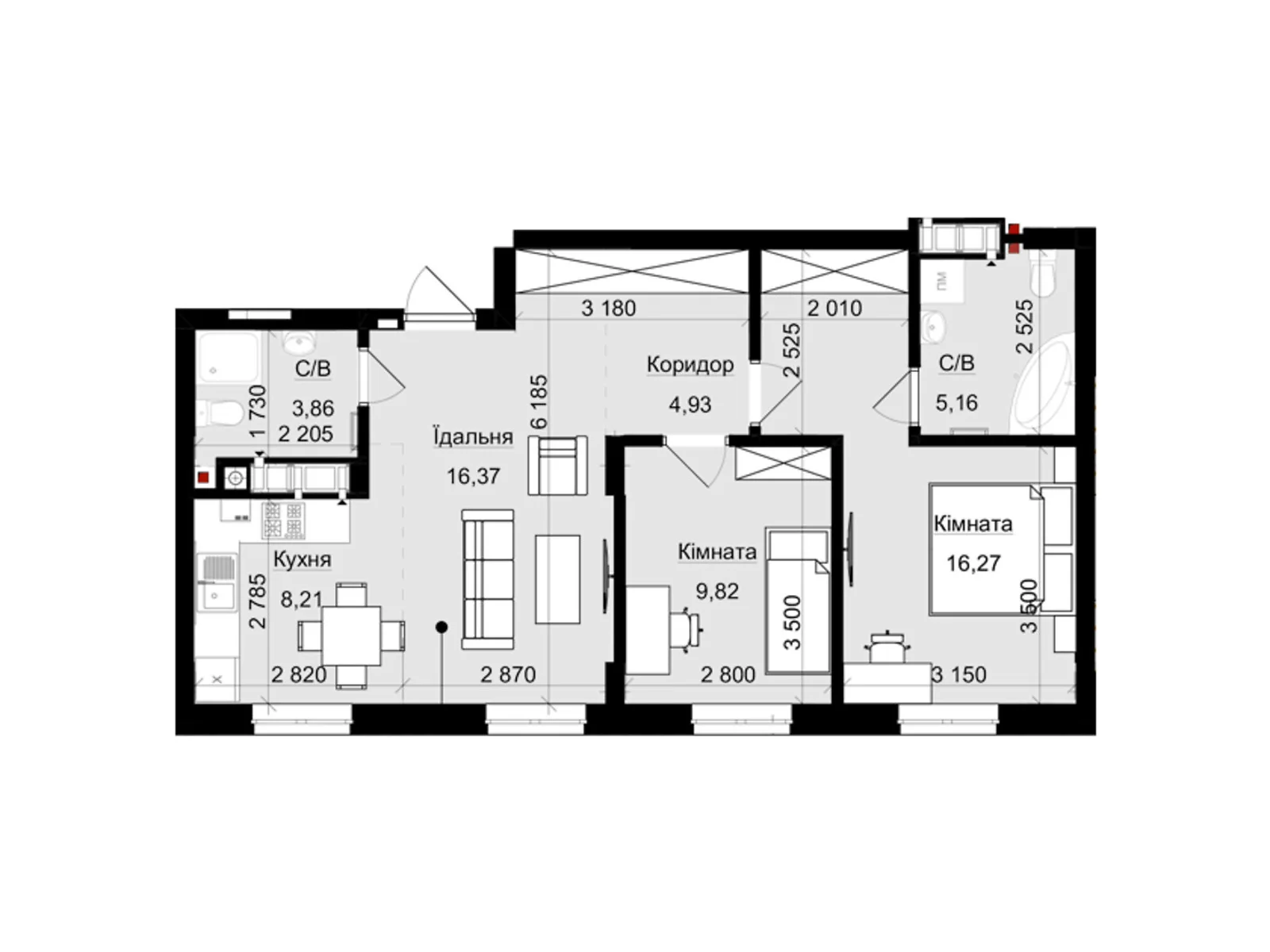 Продається 2-кімнатна квартира 65 кв. м у Львові, цена: 93699 $ - фото 1