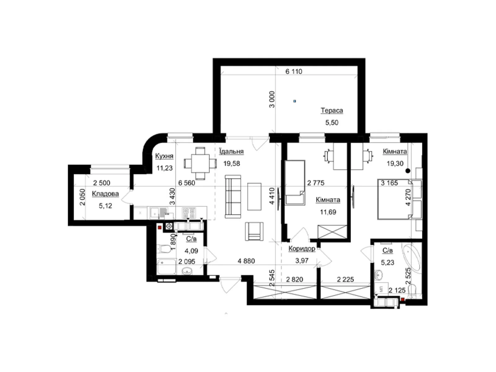Продається 3-кімнатна квартира 96 кв. м у Львові, вул. Пасічна, 154 - фото 1
