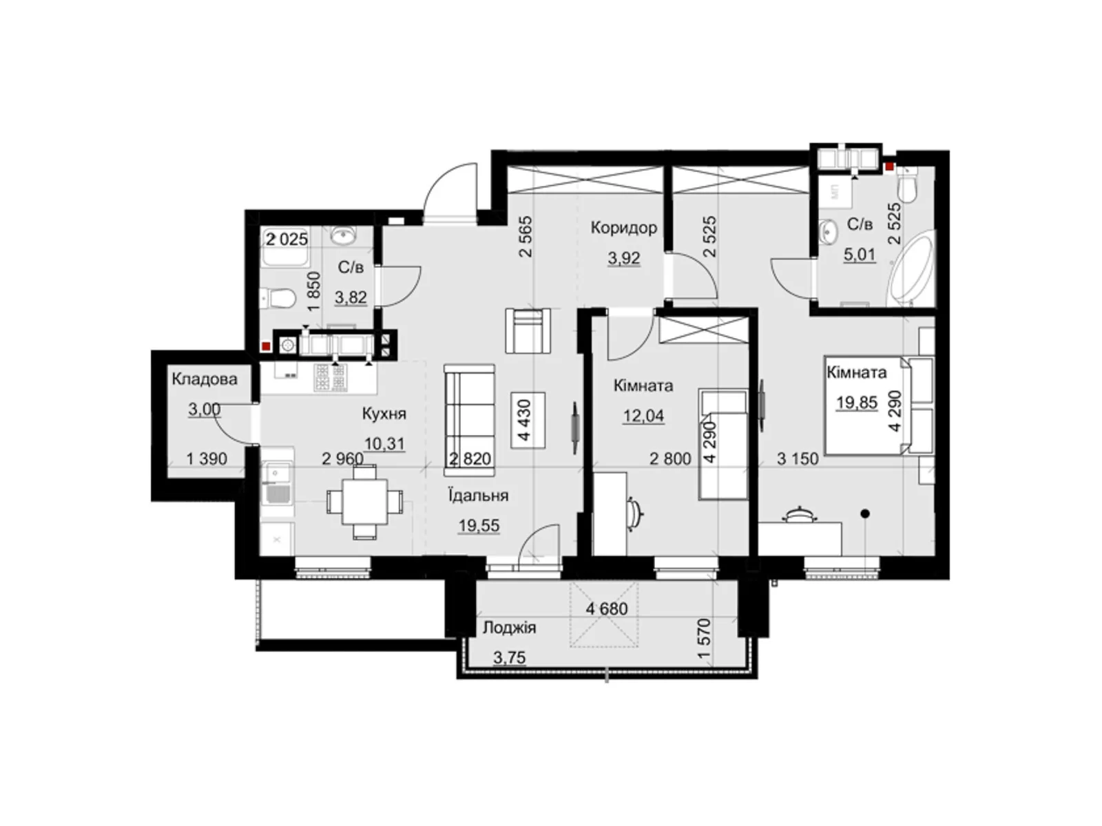 Продається 2-кімнатна квартира 81 кв. м у Львові, вул. Пасічна, 154 - фото 1