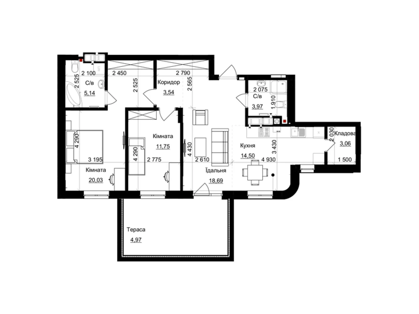 Продається 2-кімнатна квартира 86 кв. м у Львові, вул. Пасічна, 154 - фото 1