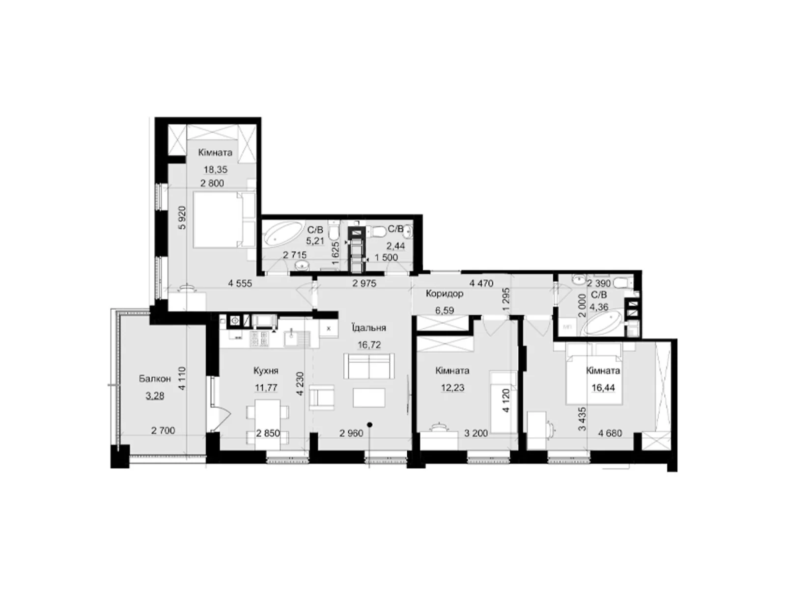 Продається 3-кімнатна квартира 97 кв. м у Львові, вул. Пасічна, 154 - фото 1
