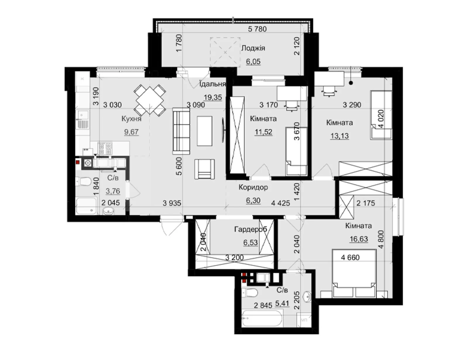 Продается 3-комнатная квартира 98 кв. м в Львове, вул. Пасечная, 154 - фото 1