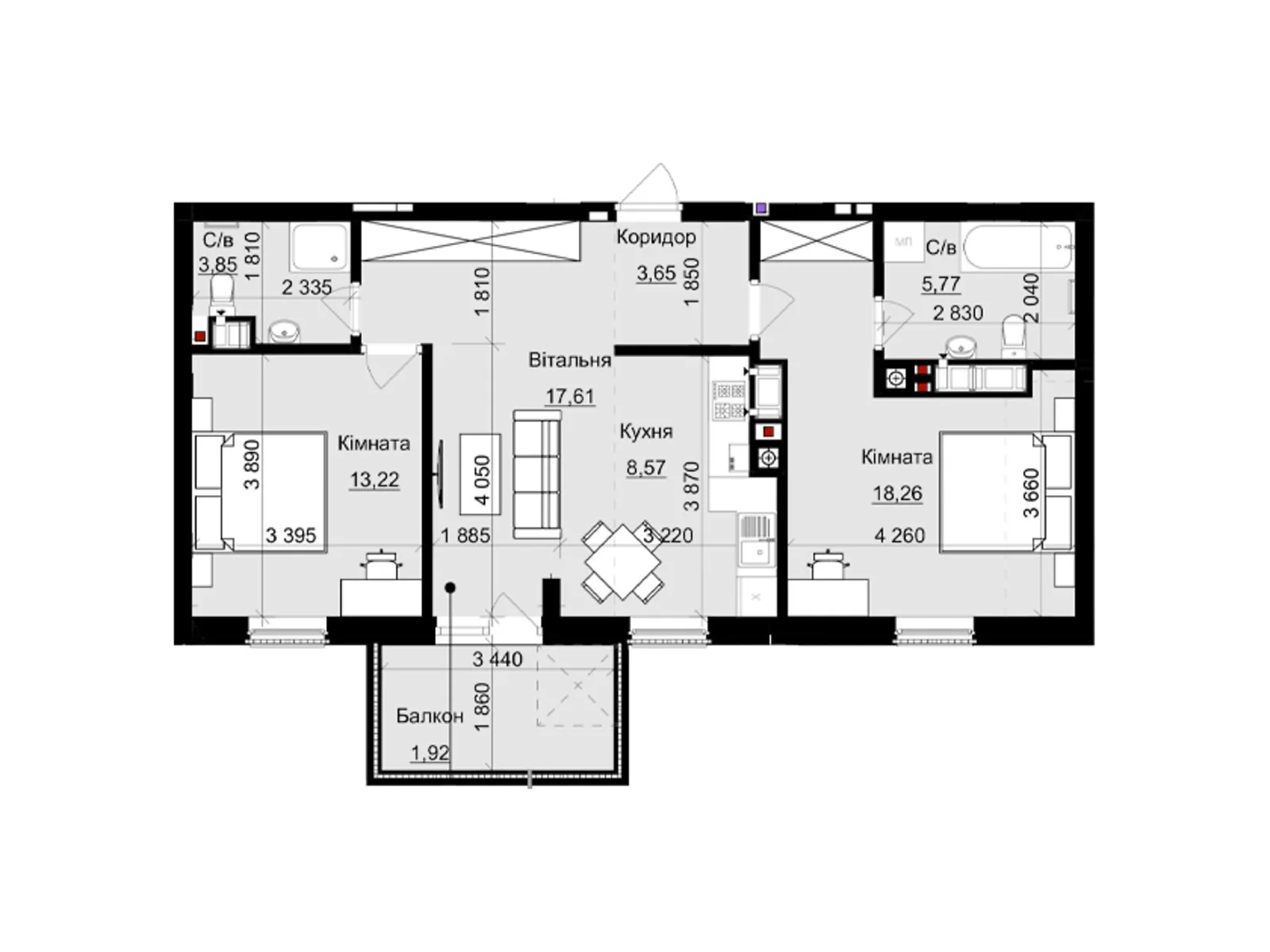 Продается 2-комнатная квартира 73 кв. м в Львове, вул. Пасечная, 154 - фото 1