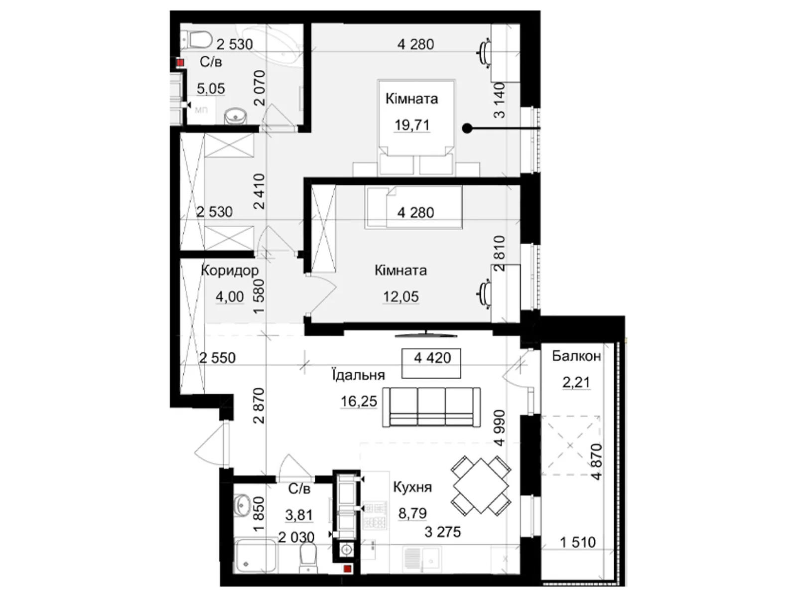 Продается 2-комнатная квартира 72 кв. м в Львове, цена: 113555 $ - фото 1